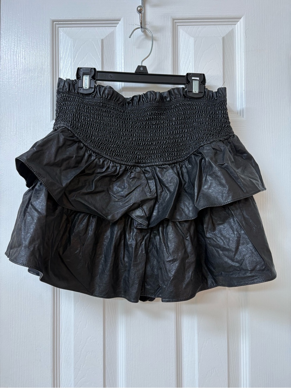 Mustard Seed Black Tiered Ruffle Mini Skirt with Smocked Waistband
